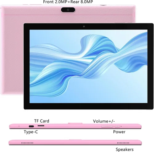 Miniatura 6 de Tablet Android 15 de 10 pulgadas, tabletas 2 en 1 con teclado/ratón/estuche/lápiz, 8 GB de RAM+32 GB ROM/1 TB expandible, procesador de cuatro Rosa