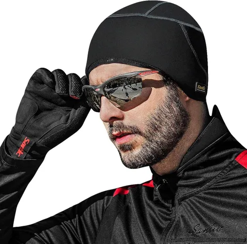 Miniatura 2 de Santic Casco de calavera de ciclismo para correr, casco de bicicleta, forro polar térmico resistente al viento, se adapta debajo de los cascos