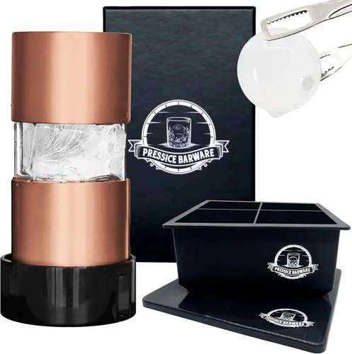 Miniatura 9 de Prensa de bolas de hielo, prensa de hielo de aluminio para regalo del día del padre, crea esferas grandes sin esfuerzo, incluye bandeja de hielo