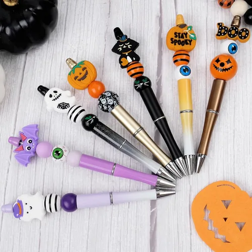 Miniatura 5 de Cuentas focales de silicona para Halloween, cuentas de silicona para bolígrafos, personajes, accesorios de silicona, kits para hacer llavero
