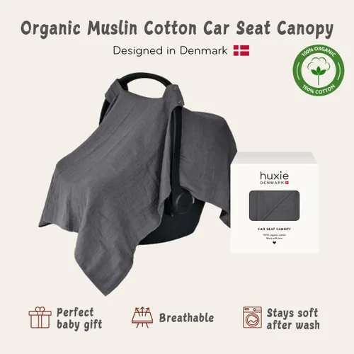 Miniatura 2 de Funda de asiento de automóvil para bebé, algodón orgánico, fundas de asiento de automóvil, funda de asiento de automóvil, toldo para asiento de Gris