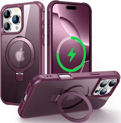 Miniatura 125 de CHAOFEnG Funda magnética compatible con iPhone 11 con soporte, prueba de caídas de grado militar, compatible con imán, anillo translúcido, parte
