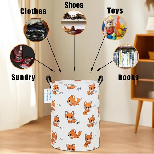 Miniatura 4 de Cesta de lona plegable para lavandería, cesta organizadora para almacenamiento de juguetes, cestas de regalo, ropa de dormitorio, ropa de niños, Fox