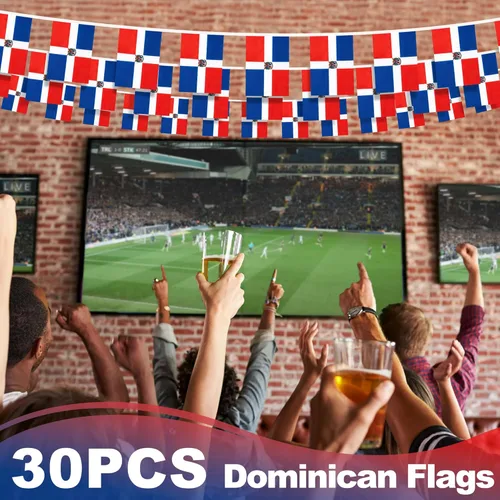 Miniatura 5 de Bandera de cuerda de la República Dominicana, pequeña mini bandera de la República Dominicana, bandera de escarapela, decoración nacional del país