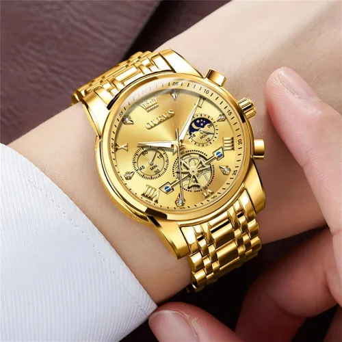 Miniatura 9 de OLEVS Relojes para hombre de plata, reloj de cronógrafo de acero inoxidable para hombre, reloj analógico de cuarzo de cara grande para hombre