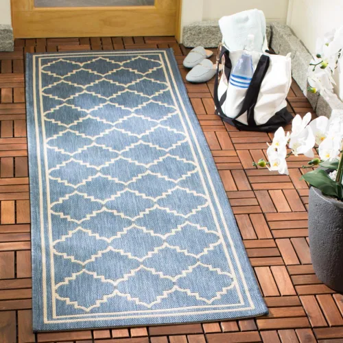 Miniatura 23 de SAFAVIEH Alfombra lavable para exteriores, colección Courtyard de 2.3 x 6.7 pies, color negro y crema, no desprende pelusa y de fácil limpieza