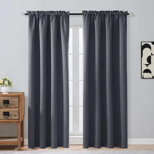 Miniatura 157 de OVZME Cortinas opacas turquesa para tratamiento de ventanas pequeñas, cortinas cortas con bloqueo de luz para ventana de cocina sobre el fregadero