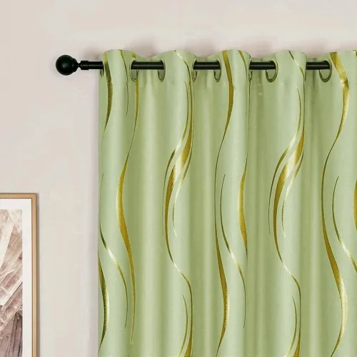 Miniatura 8 de MYRU Juego de 2 paneles de cortinas cortas de cocina para dormitorio, cortinas de rayas con estampado de aluminio para sala de estar