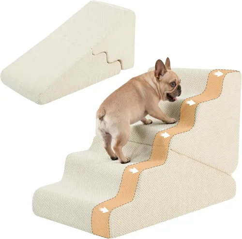 Miniatura 13 de Rampa para perros para cama, escaleras para perros de 16.5 pulgadas de alto para cama alta, escalones para mascotas 2 en 1 para perros pequeños