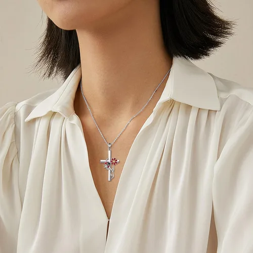 Miniatura 2 de CRMAD Collar de colibrímariquitalibélula para mujer, collar de cruz de plata de ley, regalos para niñas