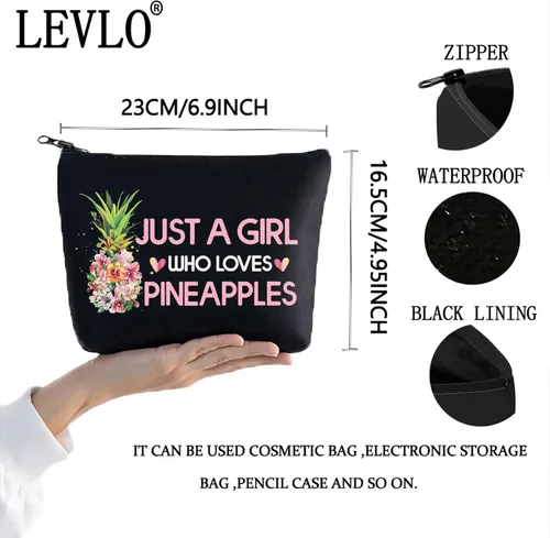 Miniatura 2 de LEVLO Bolsa de cosméticos divertida de piña, regalo para amantes de la fruta, piñas, cremallera, bolsa de piñas, regalo para amantes de las piñas