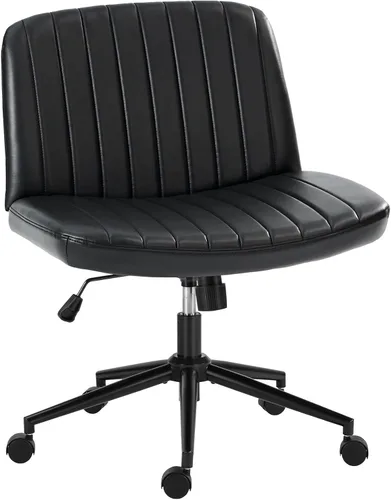 Miniatura 24 de OLIXIS Silla Criss Cross con Ruedas Silla de Escritorio de Oficina y Tocador con Patas Cruzadas Anchas Silla de Tela Cómoda Sin Brazos Ajustable