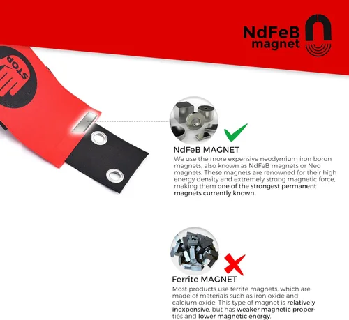 Miniatura 3 de Letrero con extremos magnéticos, extremos de ventosa adicionales, señal de advertencia roja para un fácil montaje en marco de puerta de metal