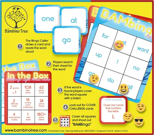 Miniatura 2 de Juego de bingo de palabras de vista THE BAMBINO TREE Nivel 1 y 2 - Juegos educativos para niños - Aprende a leer vocabulario para jardín de infantes