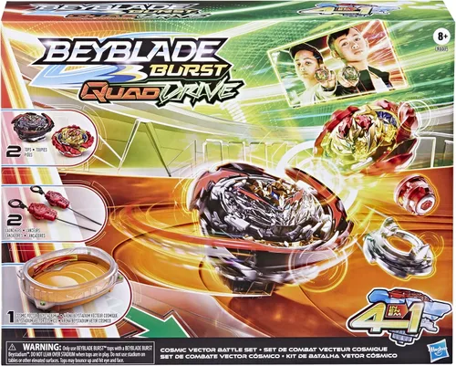 Miniatura 3 de Beyblade Burst QuadDrive Cosmic Vector Battle Set - Juego de batalla con Beystadium, 2 juguetes de batalla y 2 lanzadores para edades de 8 años