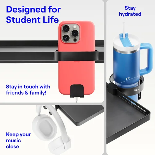Miniatura 4 de BedShelfie - Estante de cabecera para dormitorio con litera y litera superior, elementos esenciales para dormitorio universitario, organizador