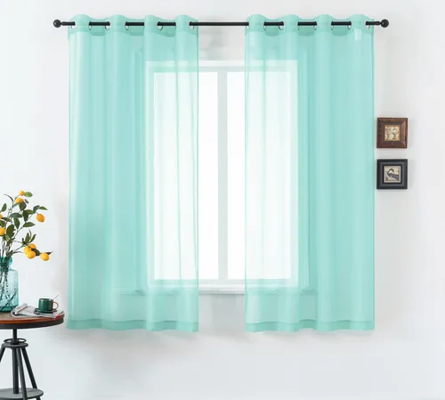 Miniatura 30 de DUALIFE Cortinas Amarillas de 72 Pulgadas de Largo para Dormitorio Juego de 2 Paneles con Ojales Ventana Semi Voile Filtrado de Luz Cortinas