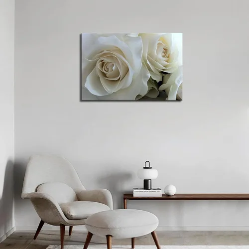 Miniatura 5 de First Wall Art - Enormes rosas en blanco puro arte de la pared pintura imágenes impresas en lienzo flor la imagen para decoración moderna del hogar
