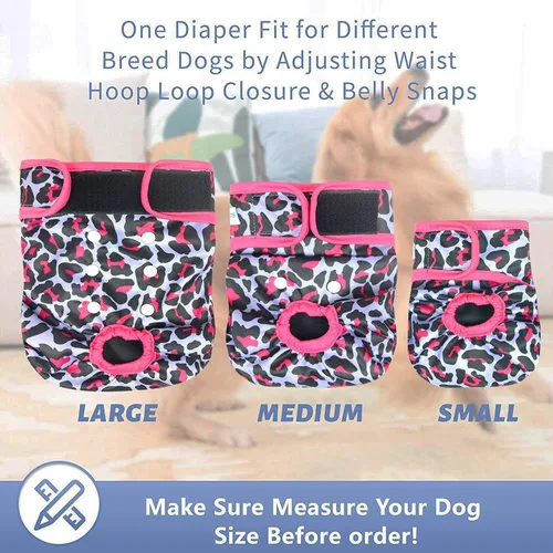 Miniatura 4 de Leekalos Pañales reutilizables lavables para perras, pañales para perras, altamente absorbentes, pañales ajustables para cachorros, pañales