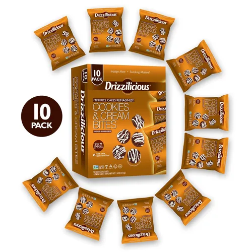 Miniatura 3 de Drizzilicious Mini tortas de arroz sabor galletas y crema – Crujientes de arroz, aperitivo saludable para adultos y niños, pasteles de arroz