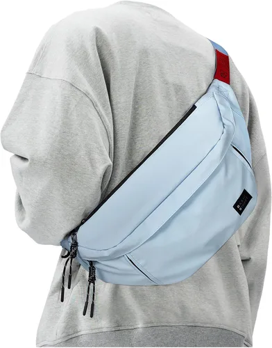 Miniatura 12 de Riñonera cruzada grande de moda para hombres y mujeres, resistente al agua, riñonera, bolsa para cinturón con 5 bolsillos con cremallera, transporte