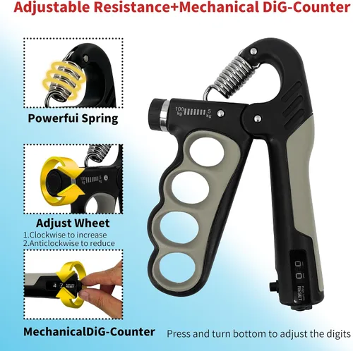 Miniatura 2 de Senston Entrenador de fuerza de agarre, paquete de 2, probador de fuerza de agarre de mano, fortalecedor de antebrazo, medidor digital de agarre