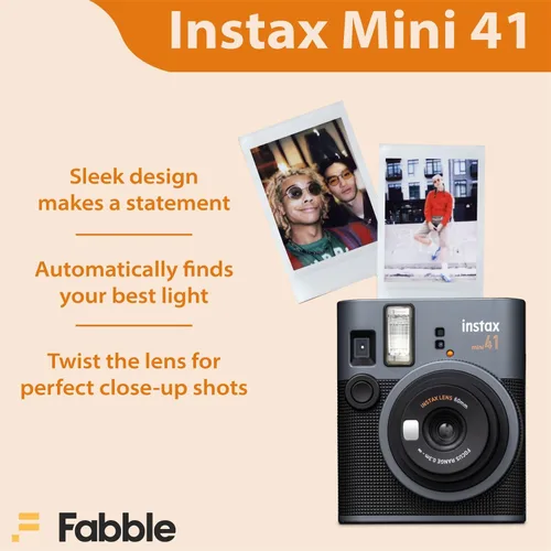 Miniatura 4 de Fujifilm Instax Mini 41 Paquete de cámara de película instantánea con estuche Groovy para Fuji Instax Mini 41, película de paquete doble (40 hojas)