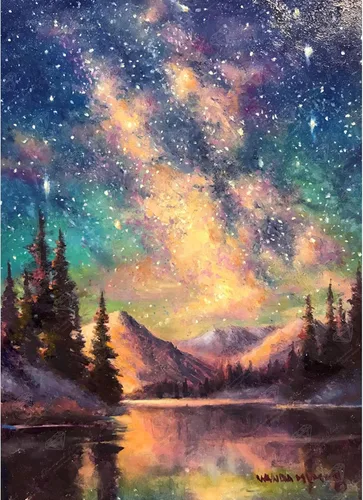 Miniatura 25 de DIAMOND ART CLUB - Juego de pintura con diamantes, lienzo de “Otoño en Leavenworth”, lienzo redondo 5D para principiantes, divertidas manualidades