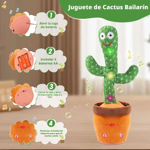 Miniatura 5 de MIAODAM - Cactus bailarín con volumen ajustable, juguete de cactus que habla, emite luces brillantes y coloridas, repite lo que dices, canta 120