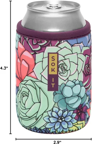 Miniatura 7 de Sok It Can Sok - Funda de neopreno aislada para cerveza y refrescos (Succulents, funda para latas de 12 onzas)