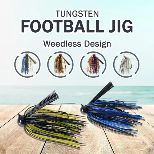 Miniatura 3 de Reaction Tackle Plantillas de fútbol de tungsteno para pesca de lubina, diseño de cebo sin malas hierbas, 97% de tungsteno puro, cabeza de plantilla