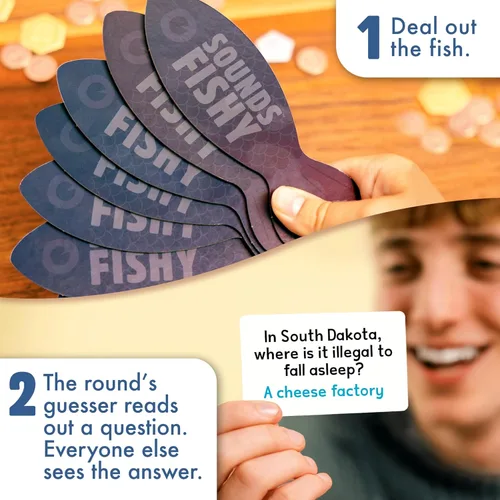 Miniatura 3 de Big Potato Sounds Fishy Juego de Mesa: El Juego de Bluff Familiar para Niños de 10+ - Los Mejores Nuevos Juegos de Quiz Familiares, Juegos de Trivia