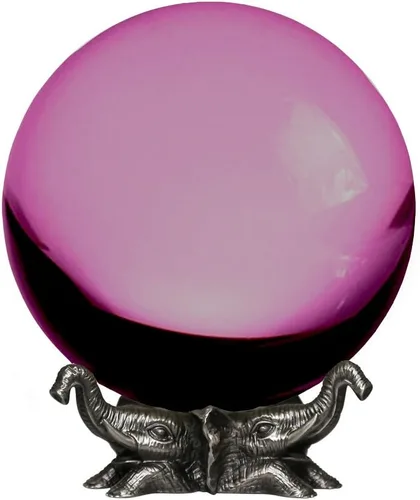 Amlong Crystal Bola de cristal rosa de 8 pulgadas (7.874 in) con soporte de elefante
