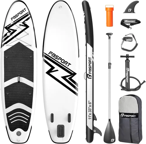 Miniatura 19 de FBSPORT Tabla de remo de pie prémium de 11 pies, tabla de yoga con accesorios de SUP y bolsa de transporte, amplia posición, control de surf, Verde