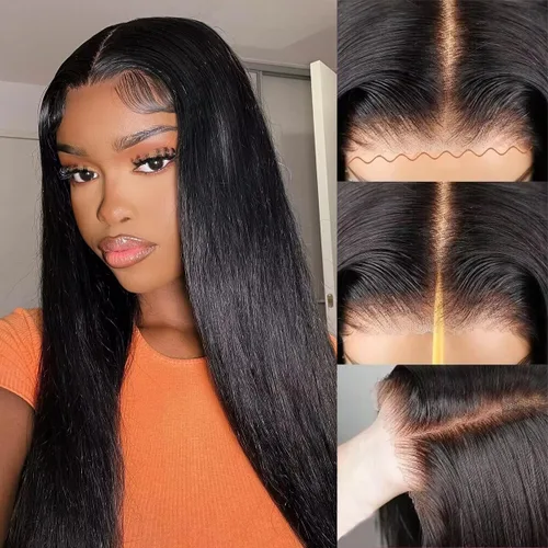Miniatura 22 de Pelucas de cabello humano lacio de 20 pulgadas con encaje frontal de 13 x 6 pulgadas para mujeres negras, predepiladas con línea capilar natural