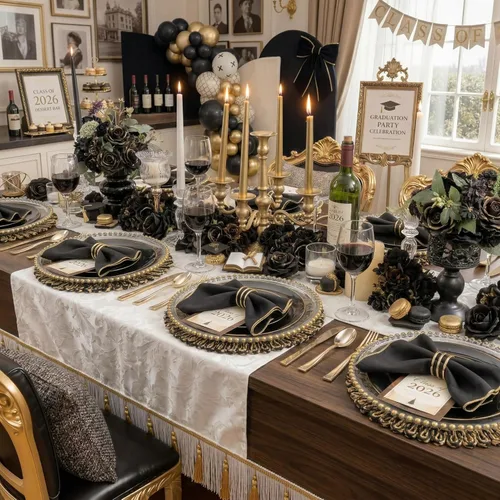 Miniatura 6 de KIRE 60 platos de plástico negro, platos desechables negros con borde dorado para fiesta de Halloween/graduación, incluye 30 unidades de 10.25