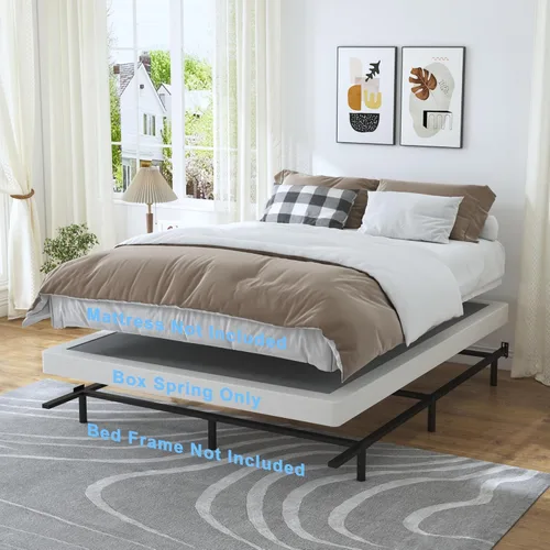 Miniatura 8 de HOBINCHE Somier de 3 pulgadas tamaño Queen de perfil bajo para cama Queen, base de colchón resistente, base de cama de metal, fácil montaje/sin