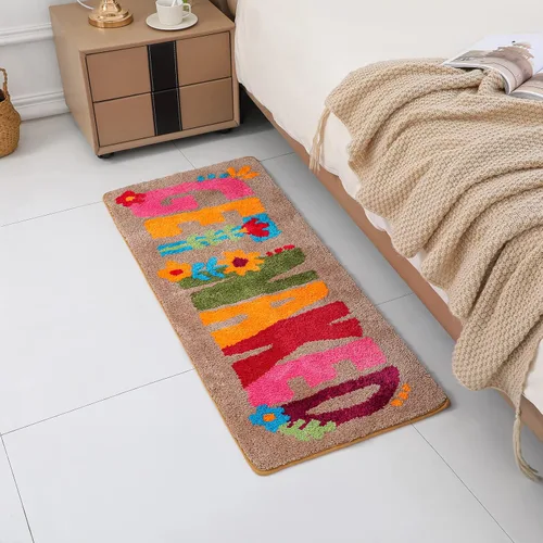 Miniatura 4 de Alfombra de baño con texto en inglés «Get Naked», de estilo bohemio, de 20 x 47 pulgadas, antideslizante, absorbente, bonita, divertida, gruesa