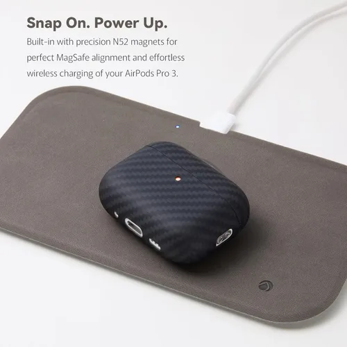 Miniatura 6 de DEFF Funda para AirPods Pro 3 (2025) - Funda protectora de fibra de aramida Dupont auténtica, ultra fina de 0.026 in y piel minimalista ligera