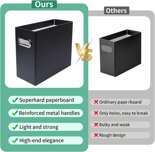 Miniatura 6 de Caja organizadora de archivos plegable con asa, 12.20 x 5.11 x 9.84 pulgadas, organizador de archivos para el hogar u oficina, pequeña caja de Negro