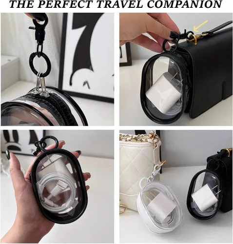 Miniatura 3 de Bolsa de almacenamiento para cables de carga, organizador compacto transparente para viajes, cables de datos, auriculares y más Mini organizador