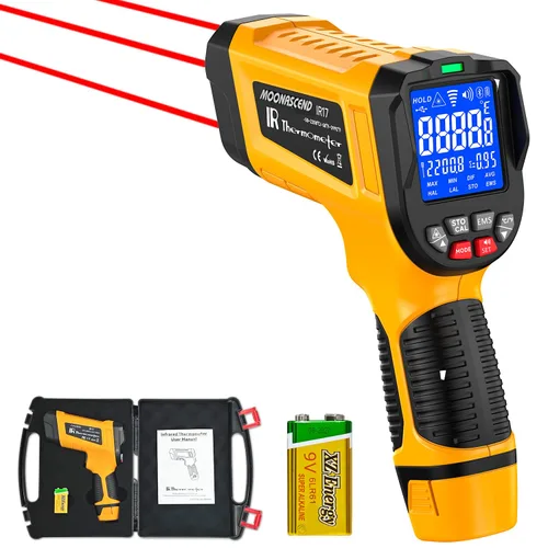 Miniatura 18 de Pistola de termómetro infrarrojo 50:1, pistola de temperatura láser sin contacto de -58 °F a 2732 °F para cocinar, horno de pizza, reptil, plancha