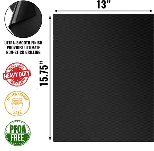 Miniatura 3 de Grillaholics Alfombrilla para barbacoa pesada – 600 grados de temperatura máxima para asar – Juego de 2 alfombrillas antiadherentes – Garantía