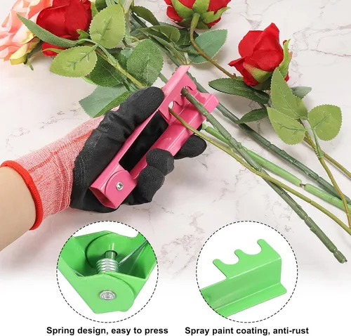 Miniatura 4 de PATIKIL Separador de espinas de hojas de tallo de rosa, 2 unidades/1 juego de removedor de espinas de rosas, herramienta para pelar hojas