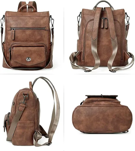 Miniatura 7 de CLUCI Cartera grande de cuero con cremallera alrededor del tarjetero organizador de viaje bolso de mano con mochila para mujer bolso convertible