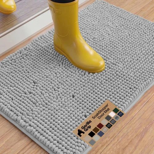 Miniatura 88 de GORILLA GRIP SOAKSTOPPER - Tapete para puerta de perro, 30 x 20 pulgadas, lavable a máquina, absorbente, captura la humedad, barro, suciedad, Negro