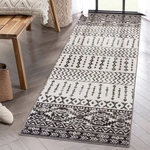 Miniatura 32 de Art&Tuft Alfombra de área de 8 x 10 pies, súper suave, ultrafina, marroquí, lavable, antideslizante, para sala de estar, plegable, geométrica, Gris