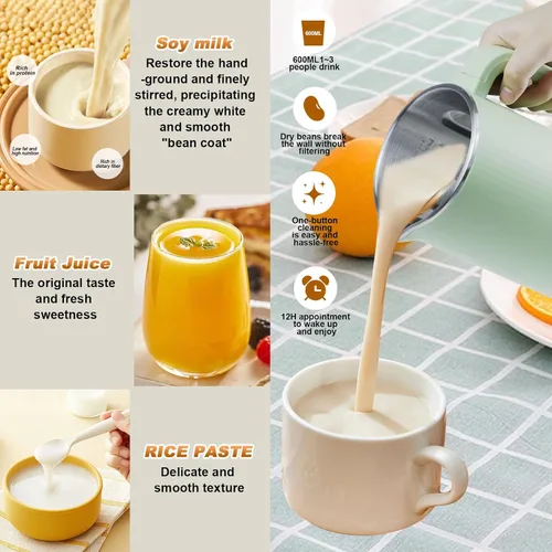 Miniatura 2 de Espumador de leche eléctrico, espumador de café de 16.9 fl oz con 10 cuchillas, control de temperatura, soja de avena casera de coco o leches a base