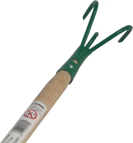 Miniatura 3 de Eurogarden Cultivador de 3 dientes para niños, herramienta de jardín ligera con mango de madera largo para niños o adultos que prefieren