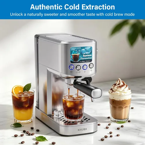 Miniatura 2 de XIXUBX Cafetera de café expreso y café frío de 20 barras con espumador de leche, tanque extraíble de 42 onzas, acero inoxidable, perfecta